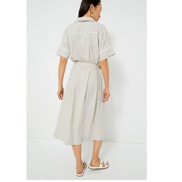 Tuckernuck | NEW Natural Stripe Kate Short Sleeve Midi Dress Size M - Picture 3 of 12